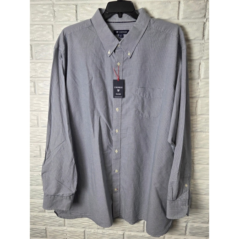 CREMIEUX Men's 4XT Tall Lightweight Flannel long sleeve Tiny Check Blue NWT